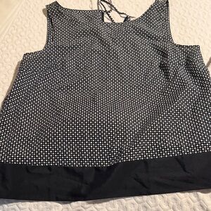 LOFT Black and White Patterned Tank Top